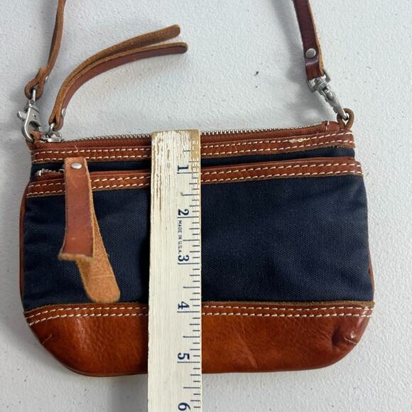Lands End 1963 Bag Blue Canvas With Leather Trims Crossbody Strap - Picture 2 of 9